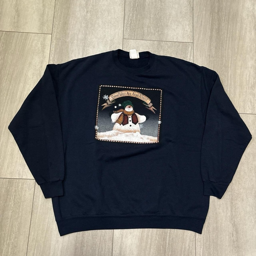 Vintage Lee Brand Christmas Sweater with Snowman - Snowflakes Are Angel Kisses